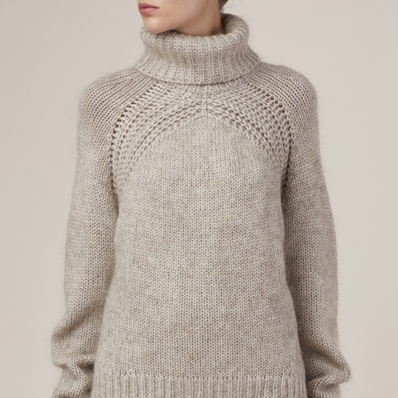 Raquel Allegra Sweaters - RAQUEL ALLEGRA OATMEAL MOHAIR BLEND TURTLENECK  M